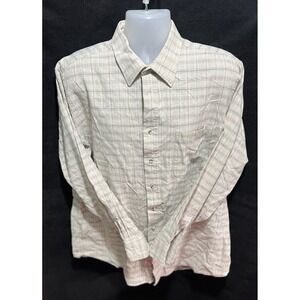 BARRINGTON Beige & Tan  Stripe Button Up Dress Shirt - Men's Size 17 1/2 X 34-35